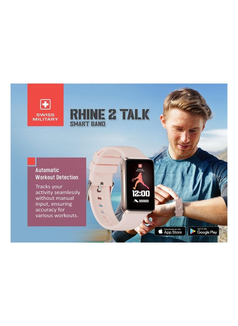 SWISS MILITARY - Swiss Military Rhine2 Smart Band 1.57” Display, Bluetooth Calling, Multi Language, Health & Sports Tracking, 7 Days Battery, IP67, iOS/Android Compatible, Pink Strap - Image 1