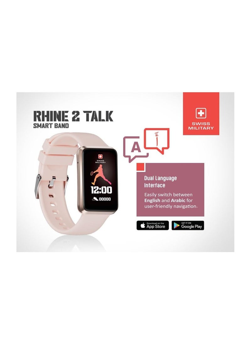 SWISS MILITARY - Swiss Military Rhine2 Smart Band 1.57” Display, Bluetooth Calling, Multi Language, Health & Sports Tracking, 7 Days Battery, IP67, iOS/Android Compatible, Pink Strap - Image 1