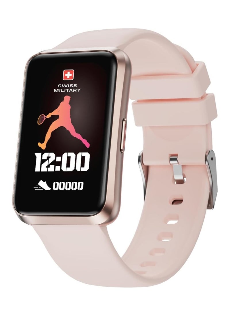 SWISS MILITARY - Swiss Military Rhine2 Smart Band 1.57” Display, Bluetooth Calling, Multi Language, Health & Sports Tracking, 7 Days Battery, IP67, iOS/Android Compatible, Pink Strap - Image 1