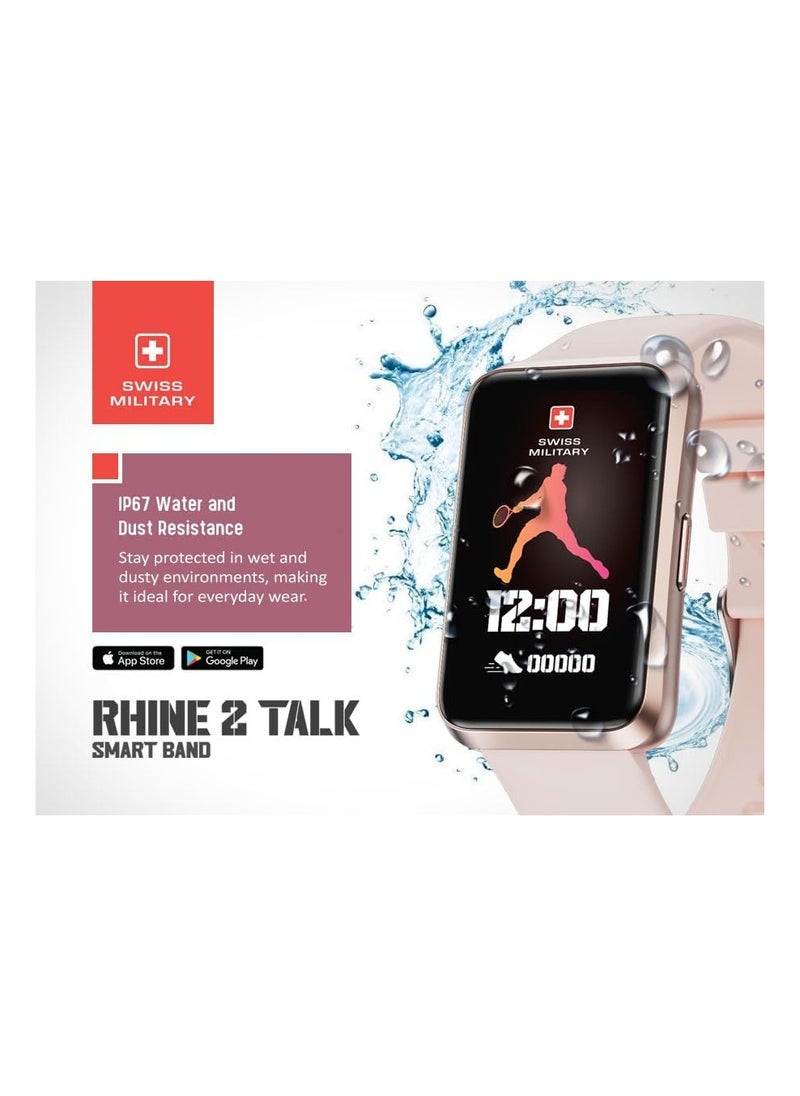 SWISS MILITARY - Swiss Military Rhine2 Smart Band 1.57” Display, Bluetooth Calling, Multi Language, Health & Sports Tracking, 7 Days Battery, IP67, iOS/Android Compatible, Pink Strap - Image 1