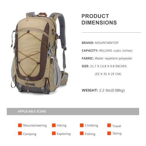 MOUNTAINTOP 25L40L Hiking BackpackLightweight Travel Backpack for Men Women Outdoor Backpacking Camping - Image 3
