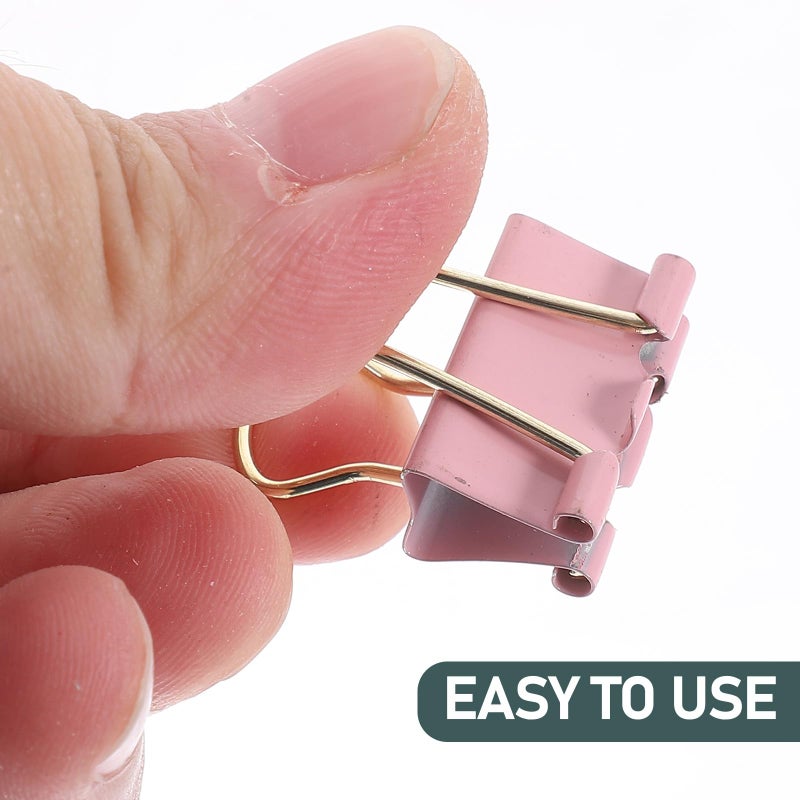 9Pcs Pink Macaron Small Binder Clips 19mm Gold Stamped For Office File Organization - Image 5