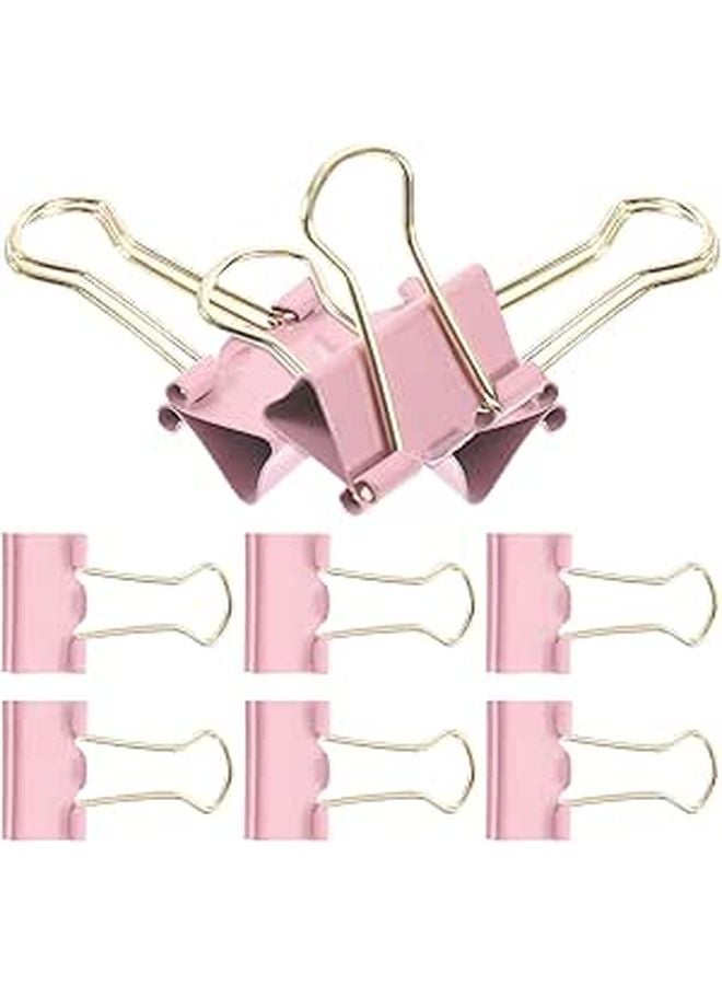 9Pcs Pink Macaron Small Binder Clips 19mm Gold Stamped For Office File Organization - Image 1