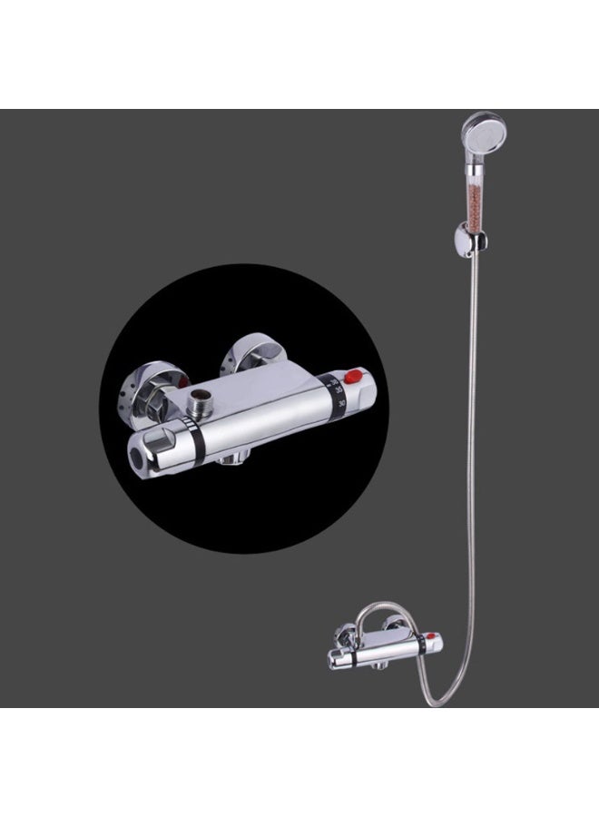 Daytoyz Thermostatic Bathtub Shower Faucet, Chrome Wall Mounted Shower Faucet Rod Chrome Brass Diverter Valve Anti-scald Faucet Bathroom Accessories Intelligent Constant Temperature - Image 4