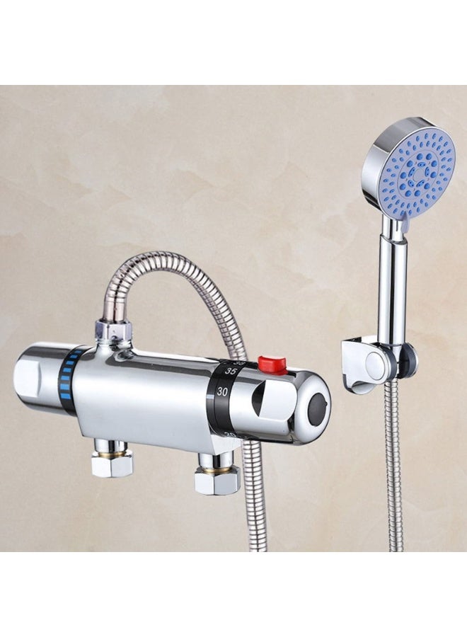 Daytoyz Thermostatic Bathtub Shower Faucet, Chrome Wall Mounted Shower Faucet Rod Chrome Brass Diverter Valve Anti-scald Faucet Bathroom Accessories Intelligent Constant Temperature - Image 3