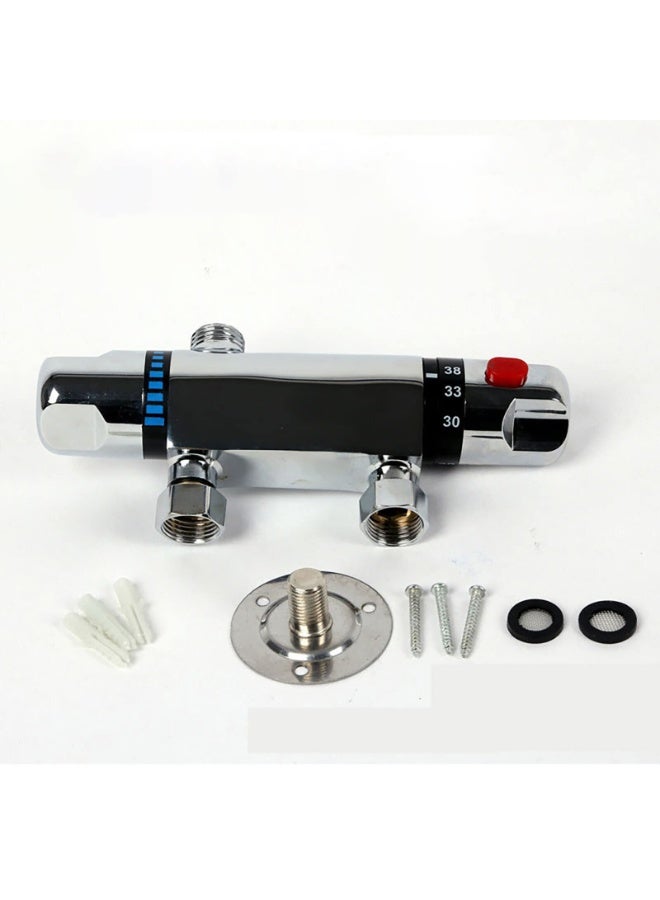 Daytoyz Thermostatic Bathtub Shower Faucet, Chrome Wall Mounted Shower Faucet Rod Chrome Brass Diverter Valve Anti-scald Faucet Bathroom Accessories Intelligent Constant Temperature - Image 5