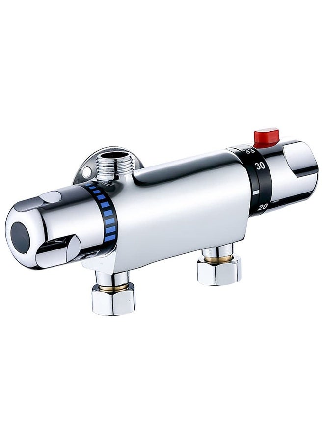 Daytoyz Thermostatic Bathtub Shower Faucet, Chrome Wall Mounted Shower Faucet Rod Chrome Brass Diverter Valve Anti-scald Faucet Bathroom Accessories Intelligent Constant Temperature - Image 1