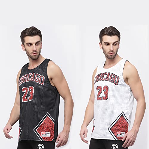 AKIBA Mash Polyester Reversible Sublimation Print Basketball Unisex Regular Fit Jersey CHICAGO (38) BLACK - Image 2
