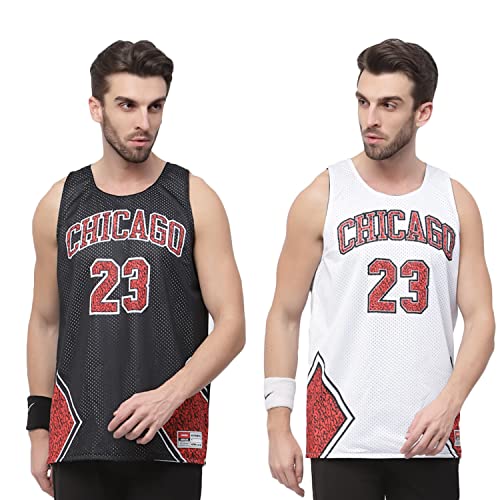AKIBA Mash Polyester Reversible Sublimation Print Basketball Unisex Regular Fit Jersey CHICAGO (38) BLACK - Image 1