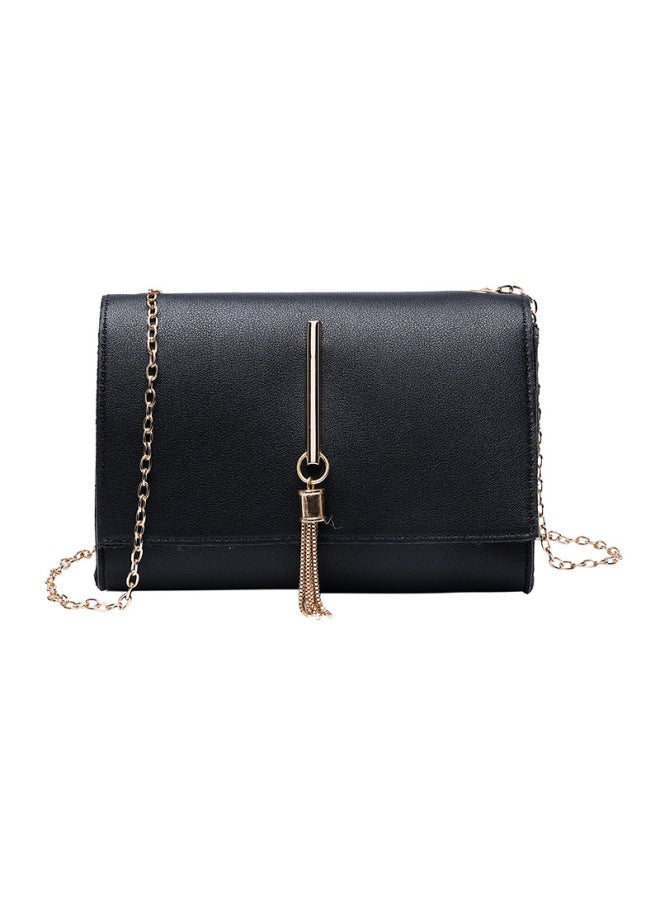 2019 Korean Style Women's Bag Mobile Phone Bag Hanging Tassel Small Bag Shoulder Crossbody Bag Small Fresh Chain Small Square Bag-Color:Black - Image 1