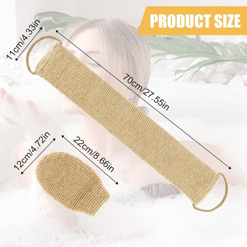 Ptwola Exfoliating Back Scrubber Band Glove Natural Shower Bath Towel Strap with Mitt Durable Body Wash Deep Cleaning Brush Loofah with Handle Dead Skin Removal for Men Women - Image 2