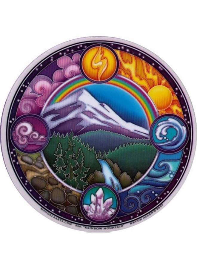 Rainbow Mountain – Environmental Window Sticker/Decal Circular 4.5” Translucent