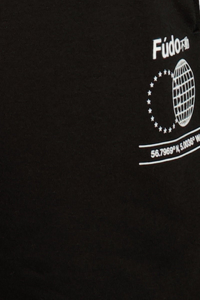 Fudo Men Graphic Print Basic Shorts, Black - Image 5