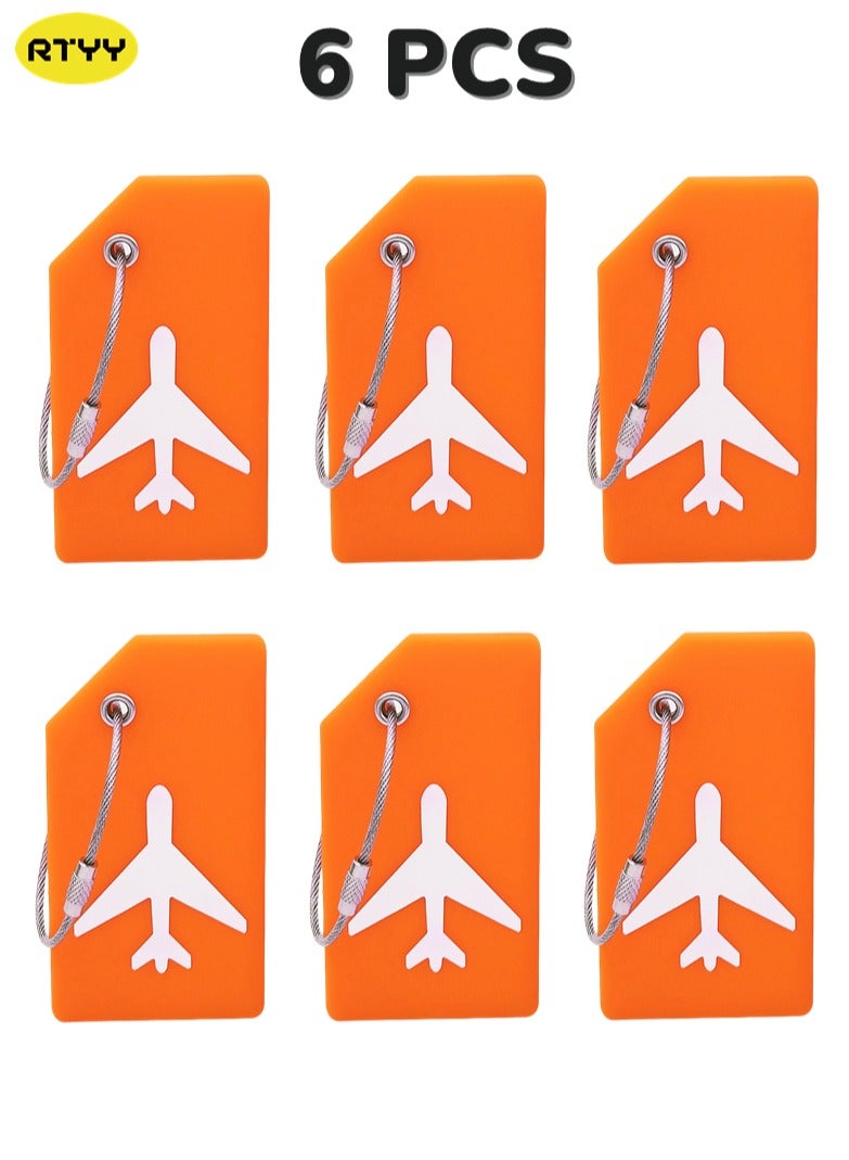٦ قطع من بطاقات تعريف الأمتعة المصنوعة من السيليكون مع بطاقة هوية الاسم، مثالية لتحديد مكان الأمتعة بسرعة، وإكسسوارات السفر وحقائب السفر. - Image 1
