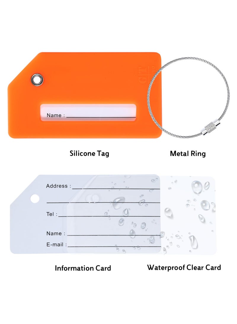٦ قطع من بطاقات تعريف الأمتعة المصنوعة من السيليكون مع بطاقة هوية الاسم، مثالية لتحديد مكان الأمتعة بسرعة، وإكسسوارات السفر وحقائب السفر. - Image 3