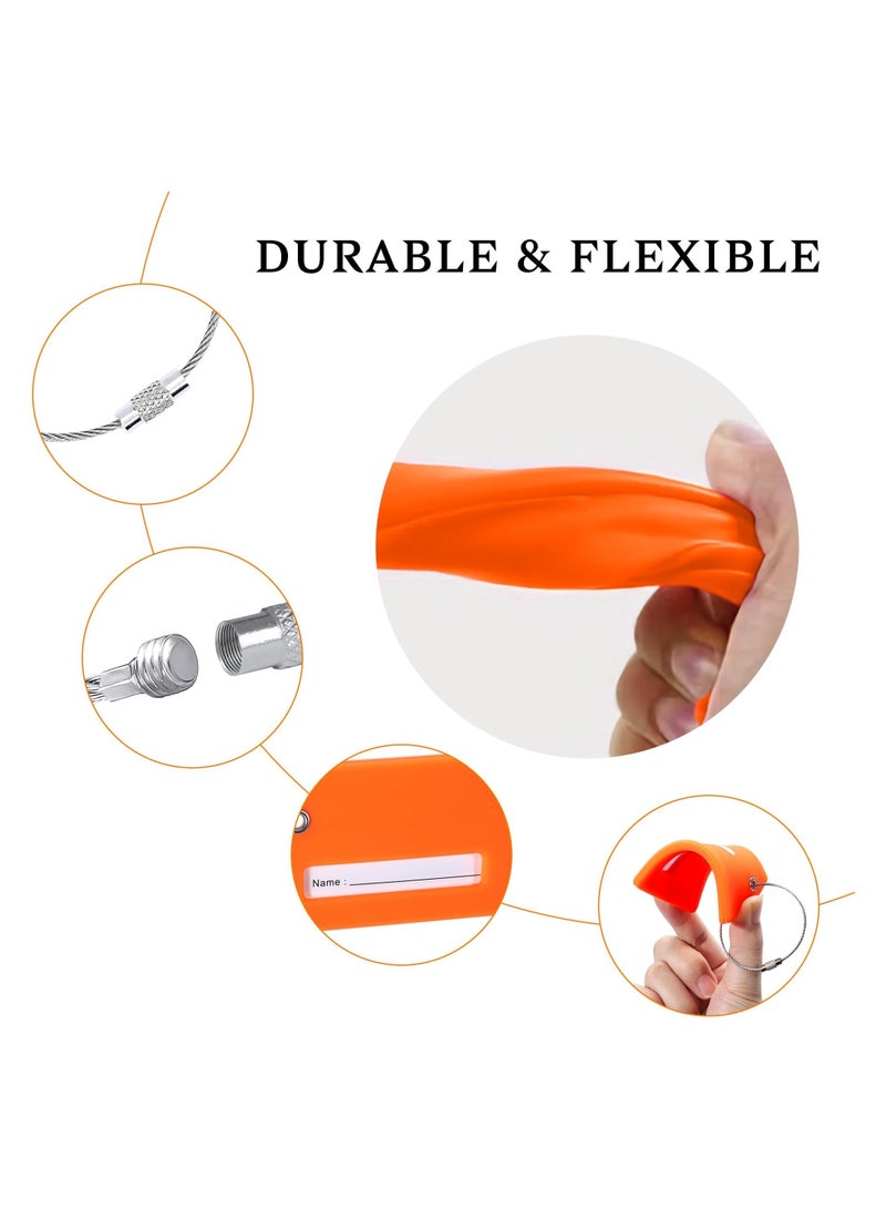 ٦ قطع من بطاقات تعريف الأمتعة المصنوعة من السيليكون مع بطاقة هوية الاسم، مثالية لتحديد مكان الأمتعة بسرعة، وإكسسوارات السفر وحقائب السفر. - Image 2