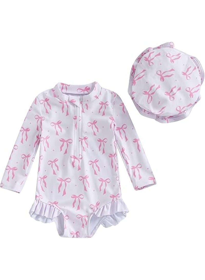 Toddler Girls' Sun Protection Swimsuit Set, with Hat - Image 1