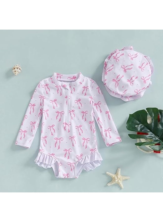 Toddler Girls' Sun Protection Swimsuit Set, with Hat - Image 2