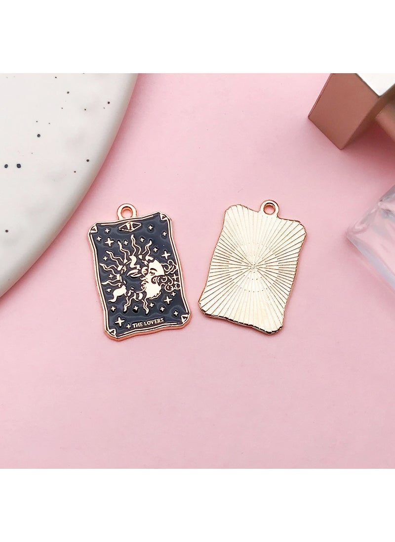 Square Tarot Wheel DIY Alloy Charm 18590-1 PCs kc gold dripping zinc alloy tarot brand half sun 18x28-3.2g 