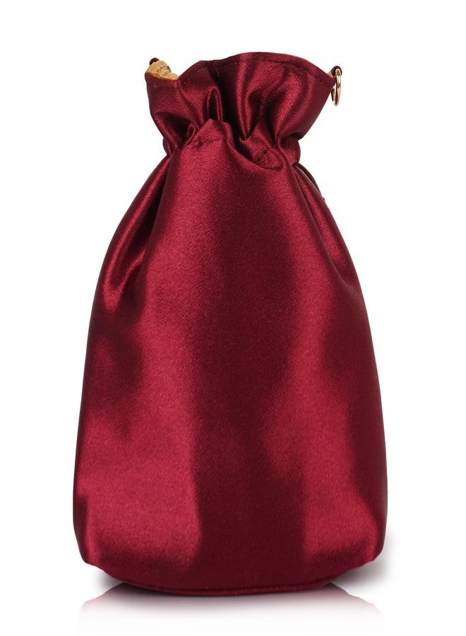 PLANX Velvet SilK Stylish Fancy Embroidery Unique Design Traditional Ethnic Wedding Party Handheld Potli For Women - Image 4