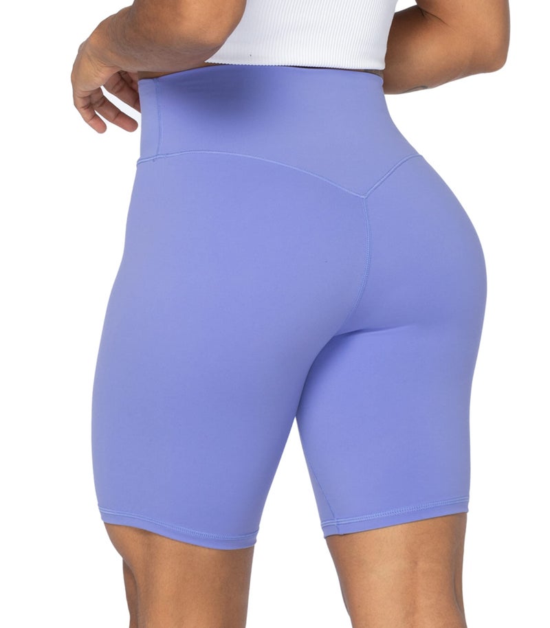 Sunzel No Front Seam High Waist Biker Shorts for Women, Squat Proof Yoga Workout Gym Bike Shorts 8" Periwinkle Medium - Image 3