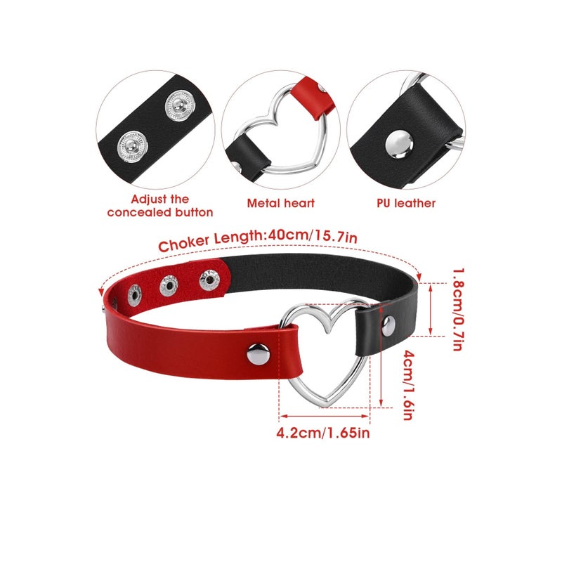SOLARAE 3PCS PU Leather Choker, Women Vintage Heart Leather Choker, Choker Necklace Collar Neckband, for Women Party Cosplay Festival Decorations - Image 5