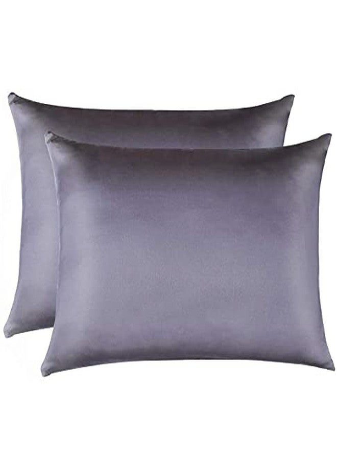 Jocoku 100% Mulberry Silk Pillowcases Set of 2 for Hair and Skin and Super Soft and Breathable Standard Size Nature Silk Pillowcases (Standard, Gray) - Image 1