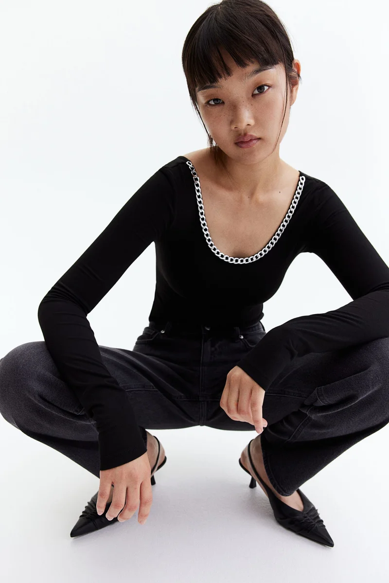 H&M Chain-detail long-sleeved top