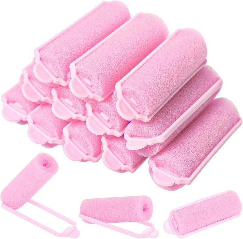 TERRIFI 12 Pcs Soft Foam Hair Rollers 7CM Heatless Hair Curlers for Damage-Free Curls Overnight Sleep Curlers Pink Hair Curling Rods for Women Holiday Party Hairstyles - Image 1