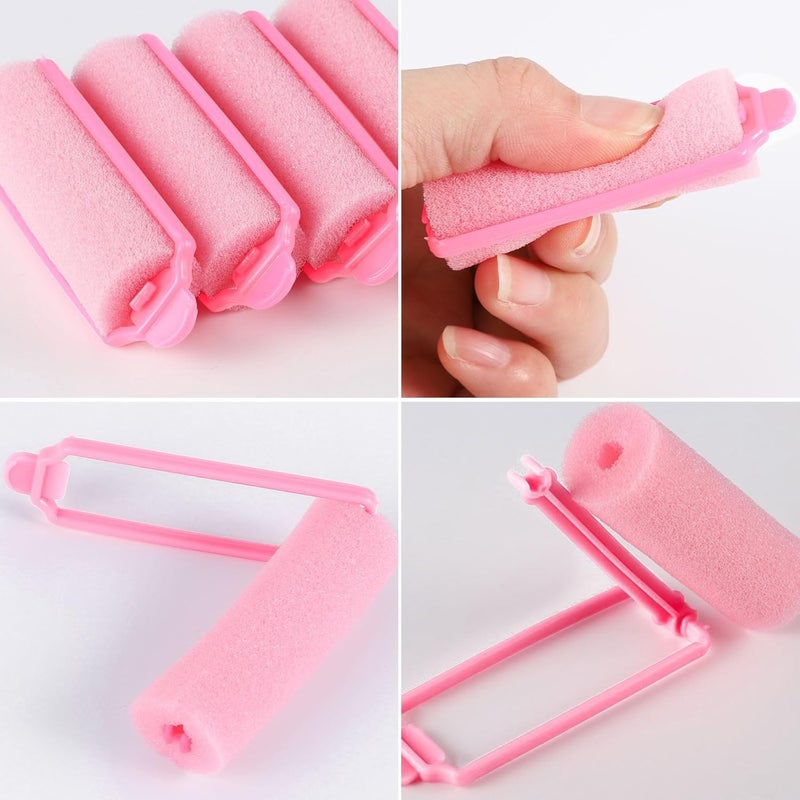 TERRIFI 12 Pcs Soft Foam Hair Rollers 7CM Heatless Hair Curlers for Damage-Free Curls Overnight Sleep Curlers Pink Hair Curling Rods for Women Holiday Party Hairstyles - Image 3
