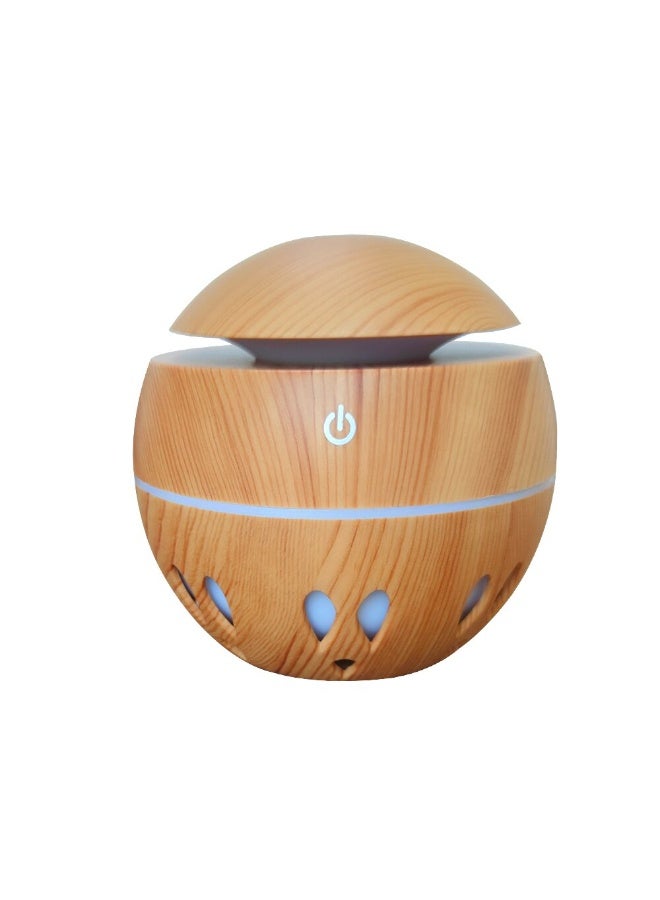 general Colorful cool mist humidifier, wood grain aromatherapy machine, essential oil diffuser with seven-color LED light, suitable for home, bedroom, office, 130ml USB desktop humidifier, gift for mom and women - Image 1
