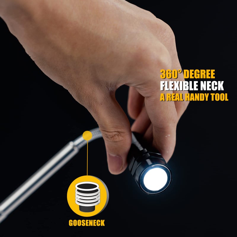 DREAM MASTER Magnetic Pickup Tool with 3 LED Lights, Telescoping Magnet Flashlight, Cool Gadget Fathers Day Dad Gifts for Men, Dad, Father, Handyman, Husband, Boyfriend or Women, Black - Image 3