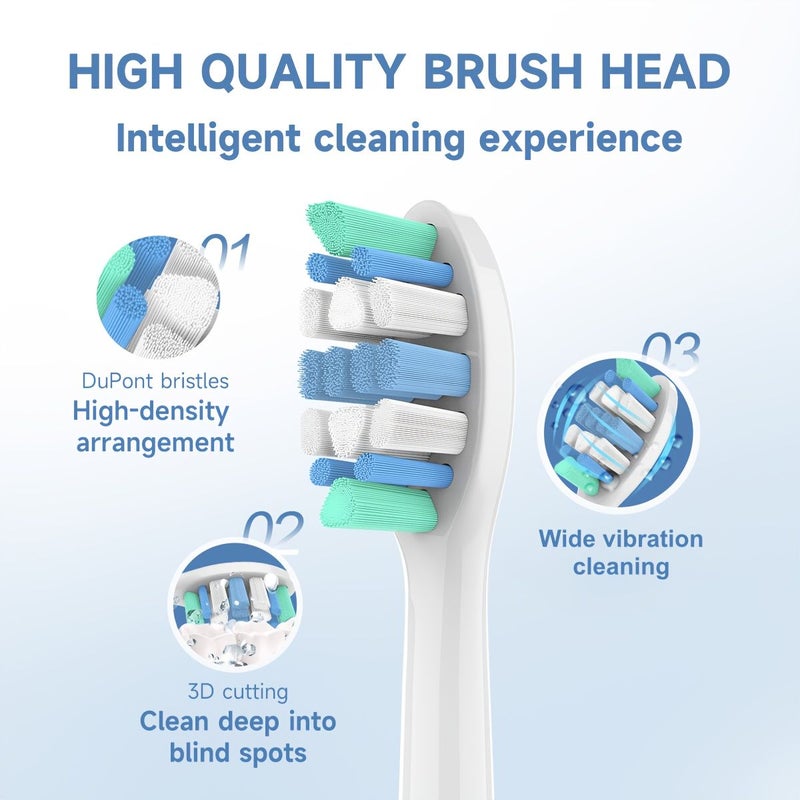 12 Pcs Electric Toothbrush Replacement Heads Compatible With Hx3 6 9 Series Ergonomic Design White Gentle Cleansing Durable Brush Heads Ideal Gift - Image 5