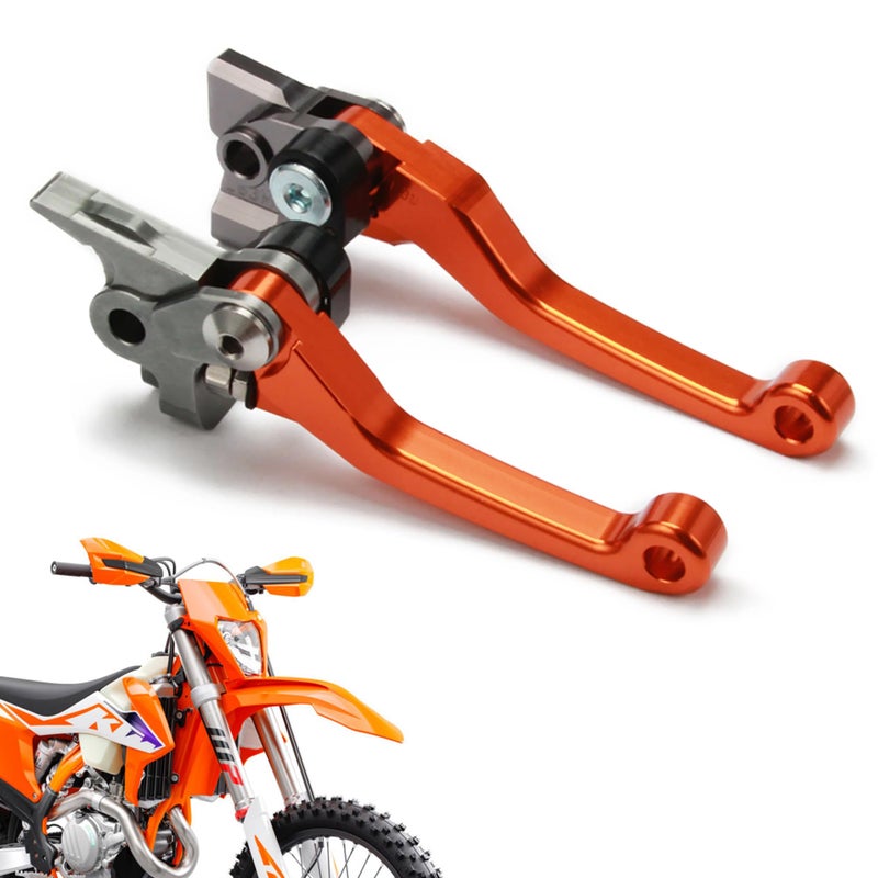 Generic Power Parts Foldable Clutch & Front Brake Lever Set Compatible with KTM Husqvarna GasGas 125 150 200 250 300 350 500 SX SXR SXF XCF XCFW XCW EXC EX EXC (SIX Days) 14-24 (Orange)  - Image 1