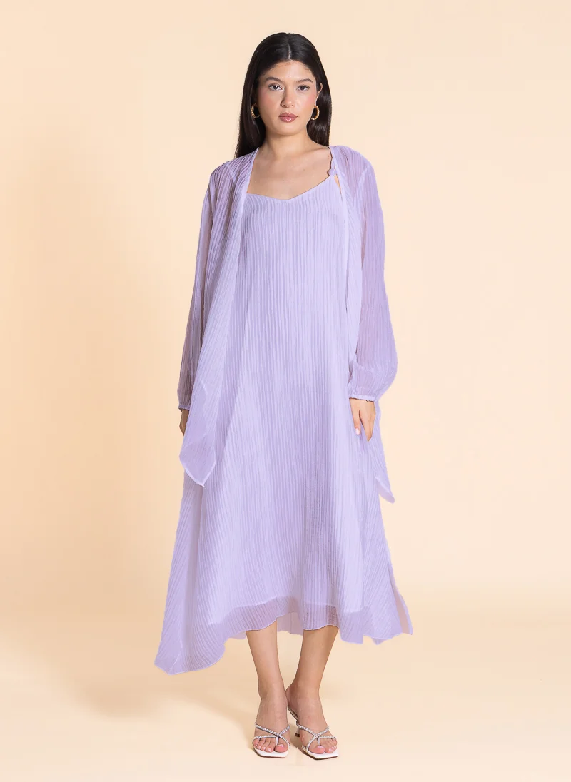 SHAPES Lavender Crinkle Midi Dress