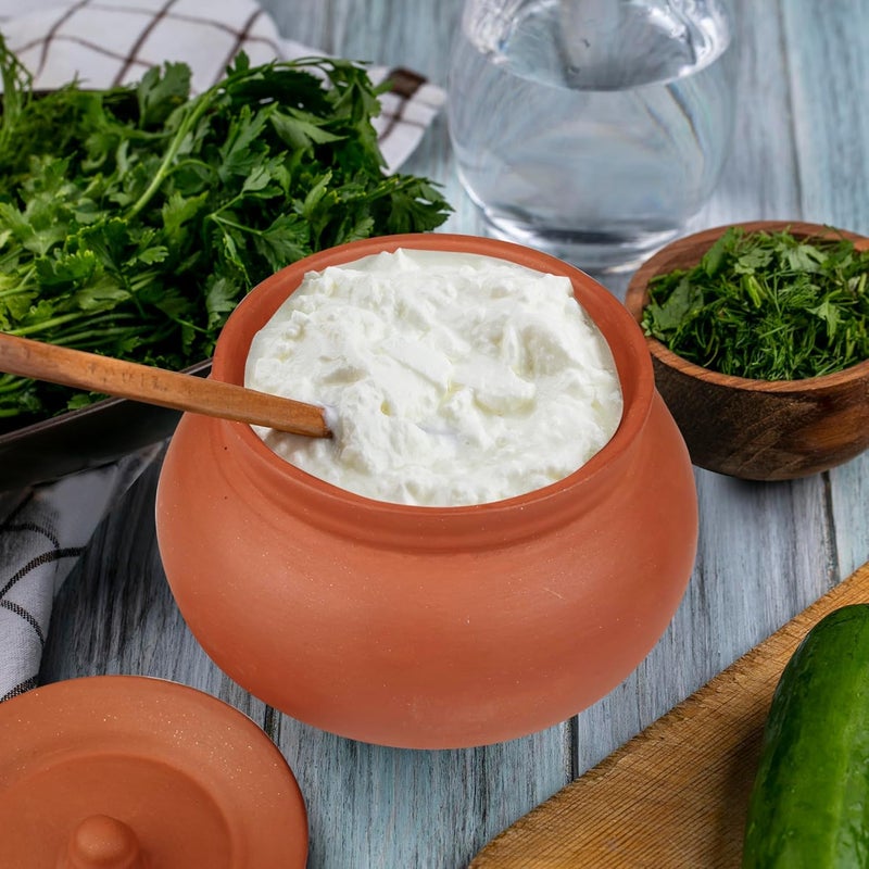 PALVIT CLAY ART GALLERY (P.C.A.G) Biryani Handi/Pot for Cooking and Serving with Lid Stylish Clay Curd Pot/Mitti Handi/Curd Bowl with Lid Mathani Coocking Handi Terracotta Mitti Handi (Mathani Handi, 1.8 LTR.) - Image 2