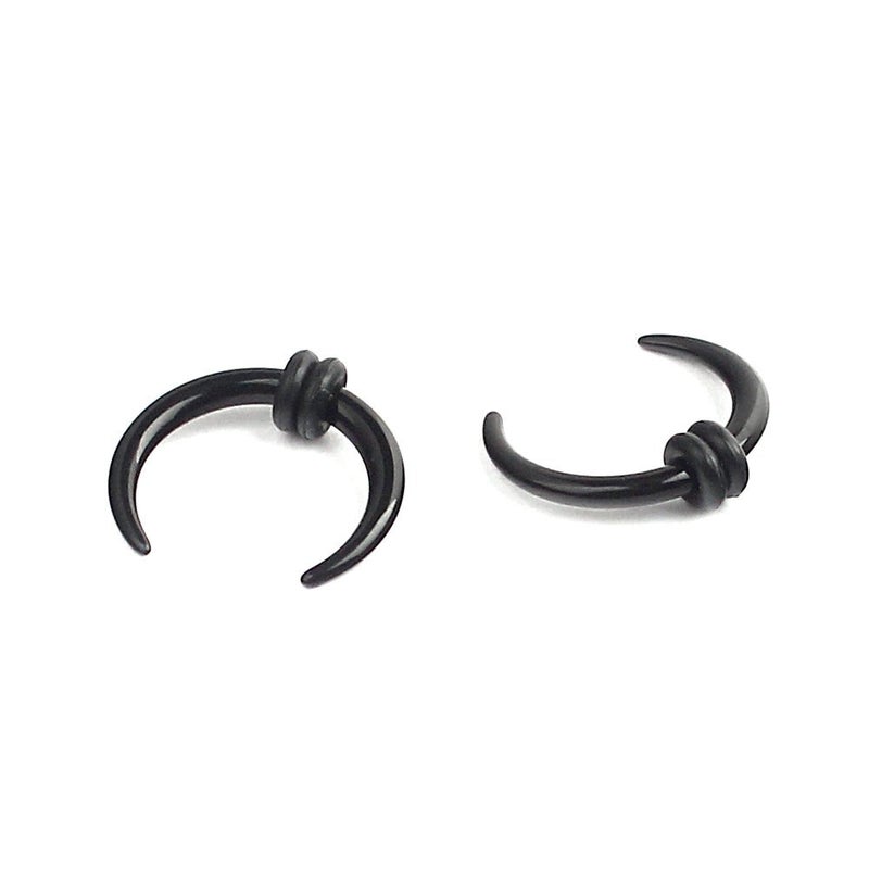 Ruifan 1Pair Black Acrylic C shape Pincher Tapers Septum Buffalo Taper Expander Pierced Nose, Nipple or Earring Ring with Black O-Rings 14G - Image 1
