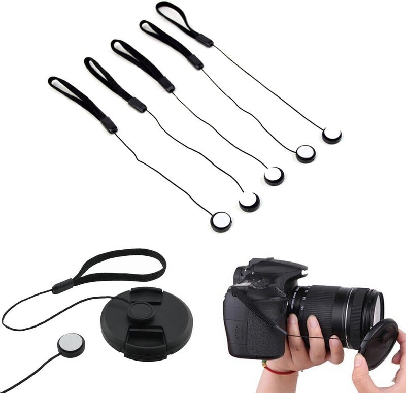 SHOPEE 5 Pack Lens Cap Keeper SLR Camera Lens Cap Belt Holder Cover Cord Cable Anti-Lost Lanyard Strip Strap Rope String Universal for DSLR SLR Nikon/Sony/Fuji/Olympus/Panasonic - Image 1
