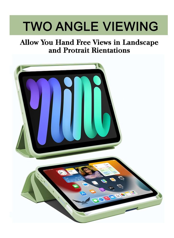 BORTONY iPad Mini 6 Cover with Pencil Holder Silicone Smart Folding Case Compatible with Apple iPad Mini 6 2021 8.3 Inch - Image 2