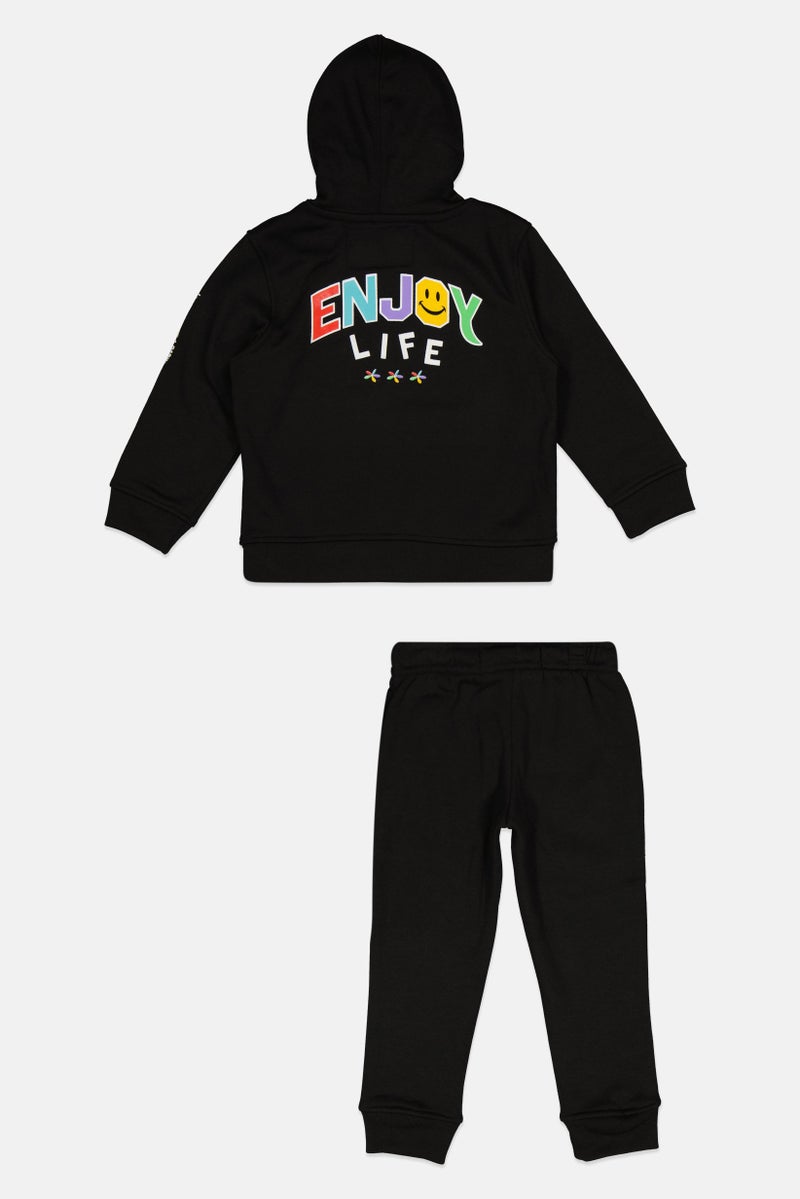 brooklyn Toddlers Boy 2 Pieces Graphic Print Hoodie and Jogger Pants Set, Black  - Image 2