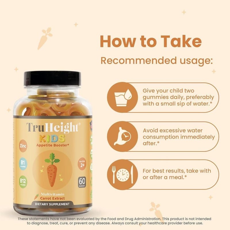 TruHeight Kids Appetite Booster Gummies Ages 2 All Natural Toddler Kids  Teens Appetite Stimulant to Eat More  Weight Gain Supplements  Vitamins for Underweight Children  Picky Eater Vitamin - Image 3