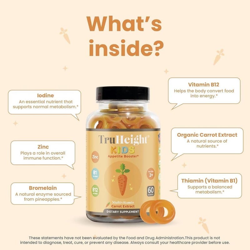 TruHeight Kids Appetite Booster Gummies Ages 2 All Natural Toddler Kids  Teens Appetite Stimulant to Eat More  Weight Gain Supplements  Vitamins for Underweight Children  Picky Eater Vitamin - Image 4