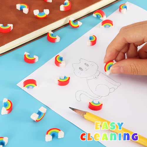 KINYFY 240 Pcs Mini Rainbow Erasers for Kids, St. Patrick's Day Cute Classroom Pencil Erasers for Party Favor, Home, School, Work, Rewards, Prizes, Gifts (Rainbow) - Image 4