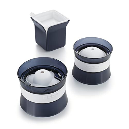 ZOKU Mixology Ice Molds  Large Sphere Cube and Jack EasyRelease Silicone Ice Molds Keep Drinks Colder Longer with Less Dilution BPAFree