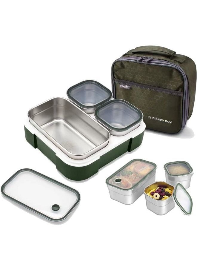 XiuWoo - Stainless Steel Lunch Box for Kid School,Office Lunch Containers,Insulated Bento Lunch Box with Bag - Image 1