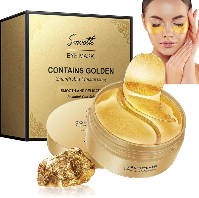 60 Pcs Under Eye Patches24K Gold Under Eye Treatment MasksCollagen Under Eye Patches for Eye Bags Puffiness WrinkleDark Circles BagsEye Bags Removal for Men and Women