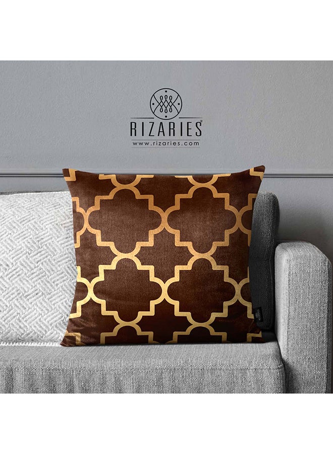 RIZARIES SuperSoft Brown Quatrefoil Throw Pillow - Image 1