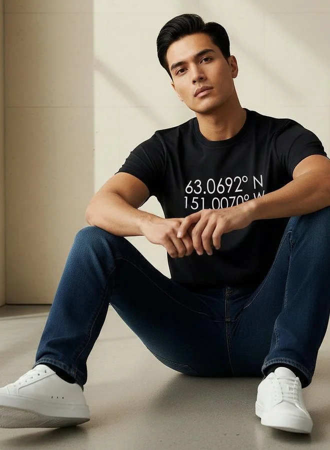 Splash FAV Men Slim Fit Crew Neck Short Sleeves Printed T shirt