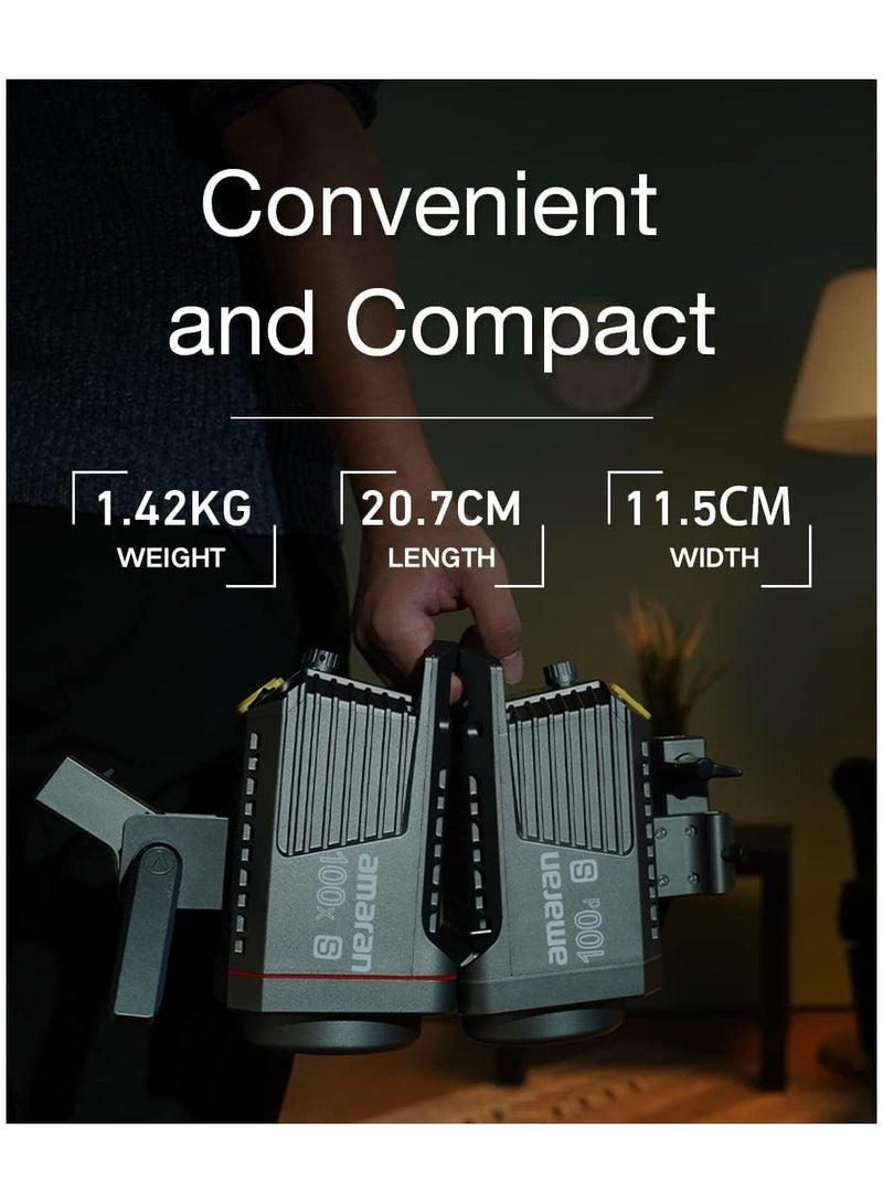 أبتشر ضوء فيديو Aputure Amaran 100d COB بقدرة 100 واط بدرجة ضوء النهار 5600 كلفن، تحكم عبر تطبيق Sidus Link، 8 تأثيرات إضاءة، مصدر طاقة AC/DC للإضاءة الاحترافية للفيديو والتصوير - Image 4