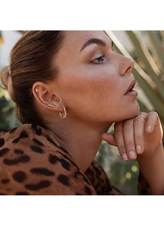 Mevecco Women Huggie Hoop Earrings Gold Ear Stud Cuff 14K Gold Filled Small Boho Beach Simple Delicate Handmade Hypoallergenic Jewelry Gift  - Image 2